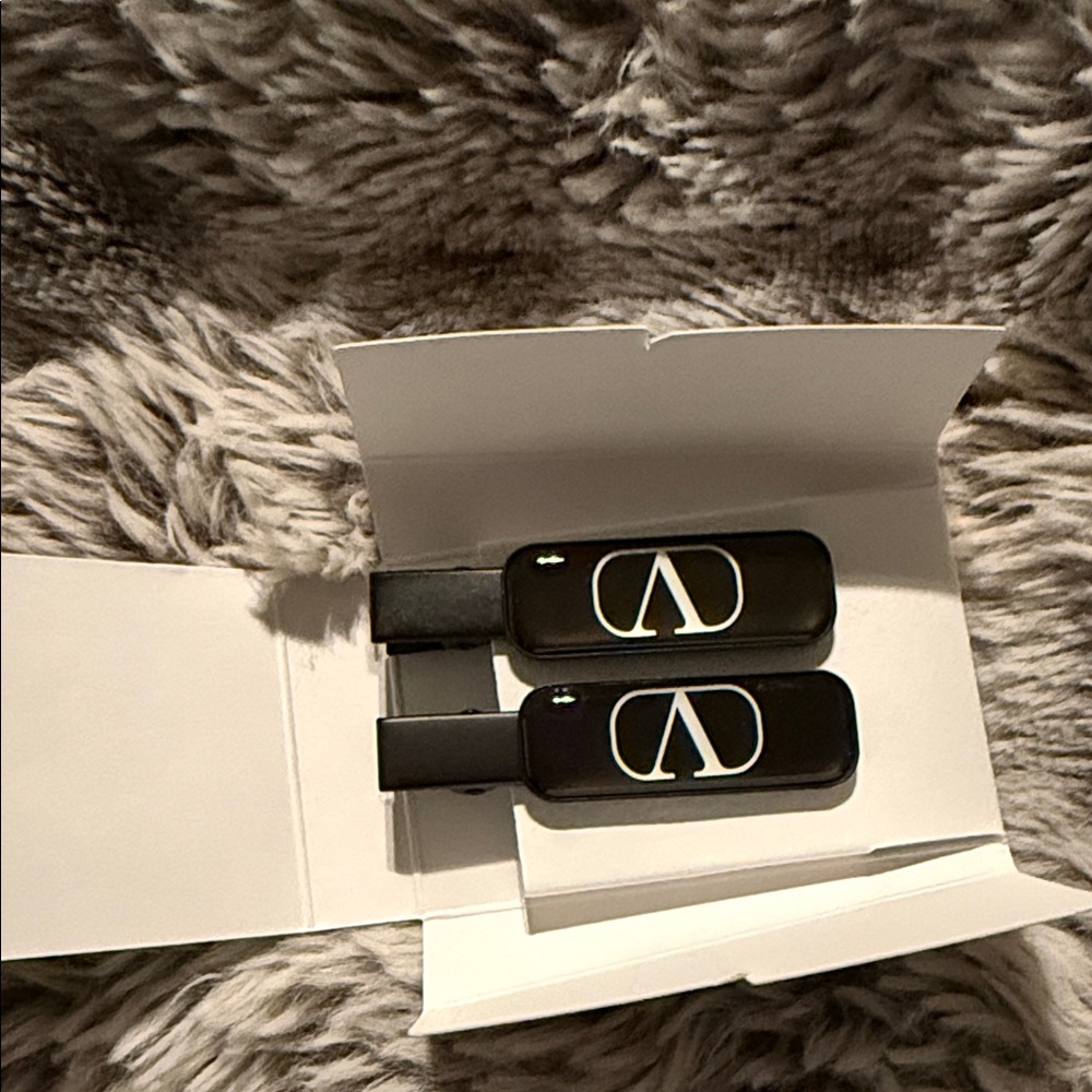 Valentino Black Hair Clips with White 'V' Logo